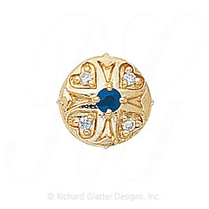 GS337 S/D - 14 Karat Gold Slide with Sapphire center and Diamond accents 